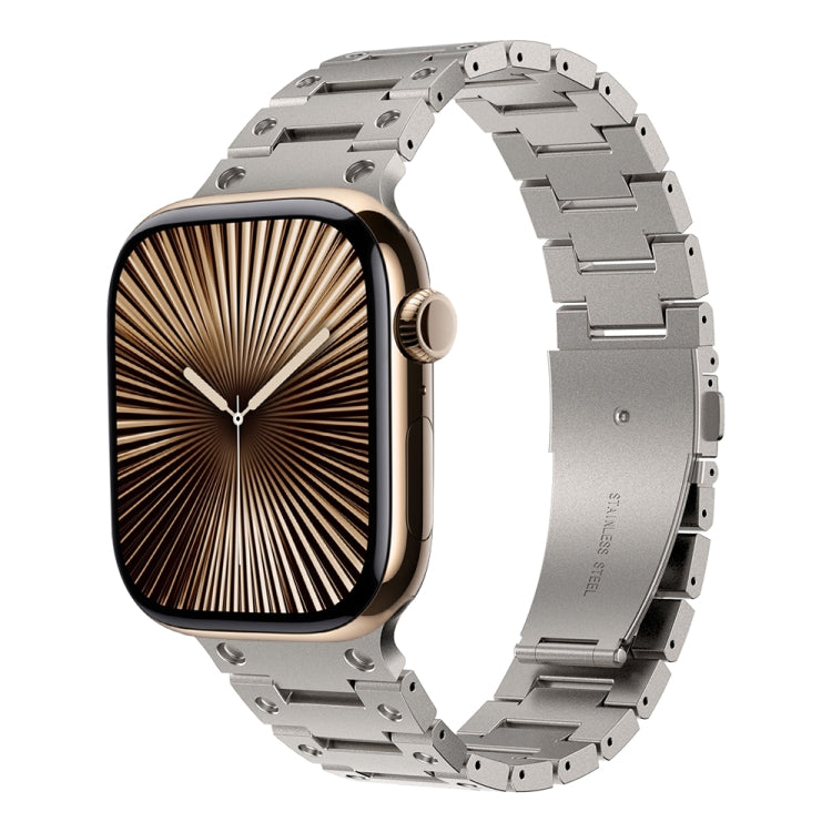 Double Rows Metal Watch Band For Apple Watch Series 10 46mm(Titanium) by bashfashion