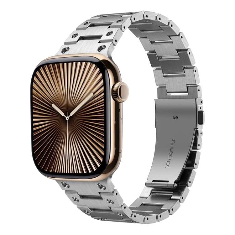 Double Rows Metal Watch Band For Apple Watch Series 10 46mm(Silver) by bashfashion