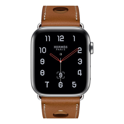 For Apple Watch Series 7 41mm / 6 & SE & 5 & 4 40mm / 3 & 2 & 1 38mm Leather Three Holes Watch Band(Brown) by bashfashion