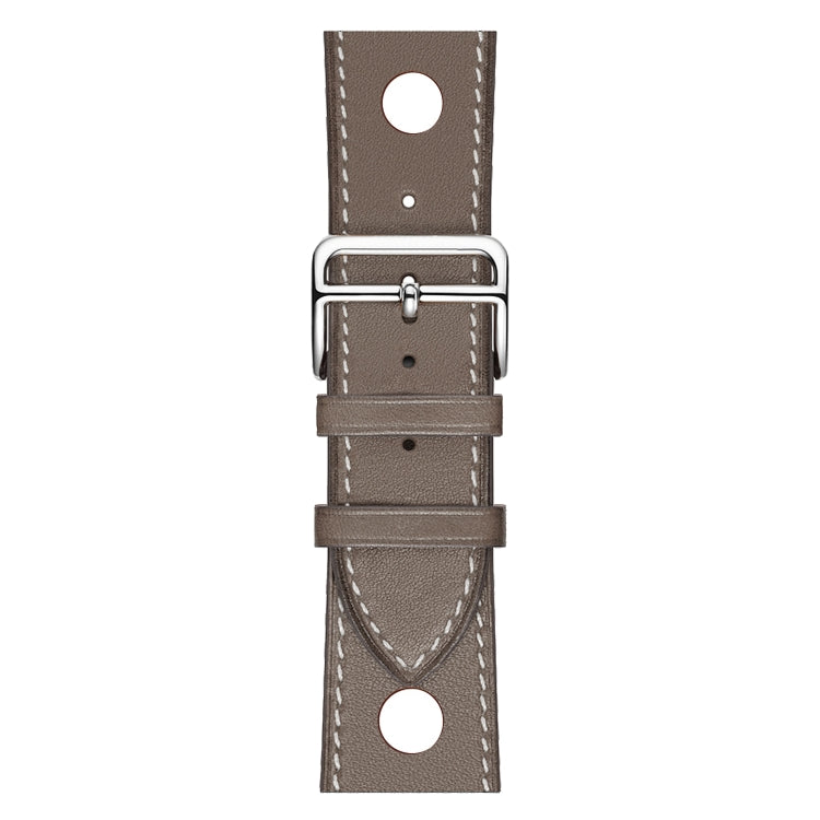 For Apple Watch Series 7 45mm / 6 & SE & 5 & 4 44mm / 3 & 2 & 1 42mm Leather Three Holes Watch Band(Grey) by bashfashion