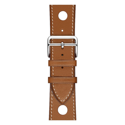 For Apple Watch Series 7 45mm / 6 & SE & 5 & 4 44mm / 3 & 2 & 1 42mm Leather Three Holes Watch Band(Brown) by bashfashion