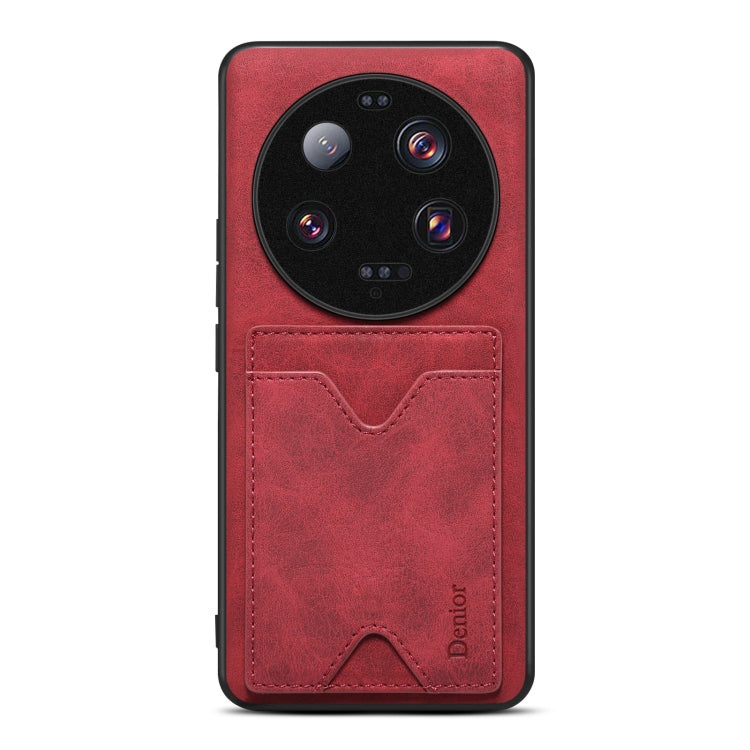 For Xiaomi 13 Ultra Denior PU Back Cover Card Slot Holder Phone Case(Red) by Denior