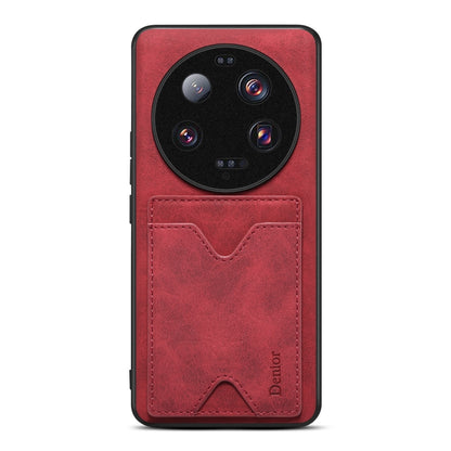 For Xiaomi 13 Ultra Denior PU Back Cover Card Slot Holder Phone Case(Red) by Denior
