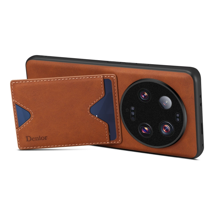 For Xiaomi 13 Ultra Denior PU Back Cover Card Slot Holder Phone Case(Red) by Denior