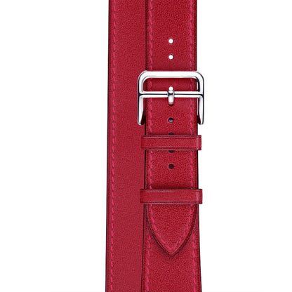 For Apple Watch Series 7 41mm / 6 & SE & 5 & 4 40mm / 3 & 2 & 1 38mm Leather Double Loop Watch Band(Red) by bashfashion