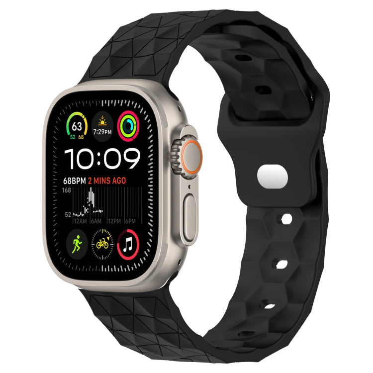 Football Texture Silicone Watch Band For Apple Watch Ultra 2 49mm(Black) by bashfashion