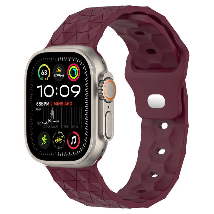 Football Texture Silicone Watch Band For Apple Watch Ultra 2 49mm(Wine Red) by bashfashion