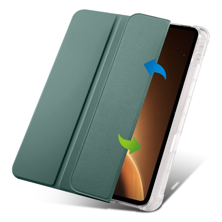 For OPPO Pad 2 11.6 2023 3-fold Clear TPU Smart Leather Tablet Case with Pen Slot(Dark Green) by bashfashion