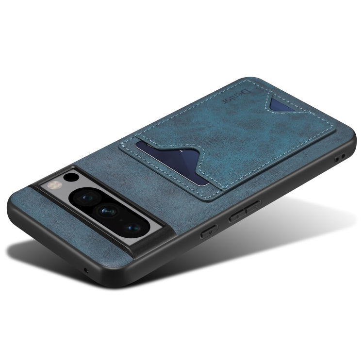 For Google Pixel 8 Denior PU Back Cover Card Slot Holder Phone Case(Blue) by Denior