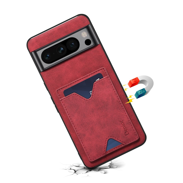 For Google Pixel 8 Pro Denior PU Back Cover Card Slot Holder Phone Case(Red) by Denior