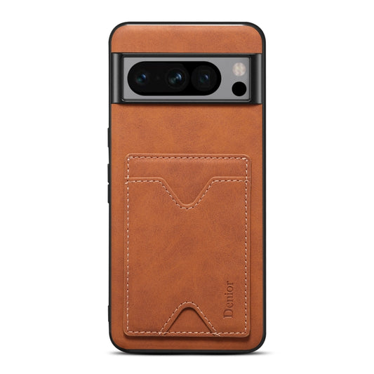 For Google Pixel 8 Pro Denior PU Back Cover Card Slot Holder Phone Case(Brown) by Denior