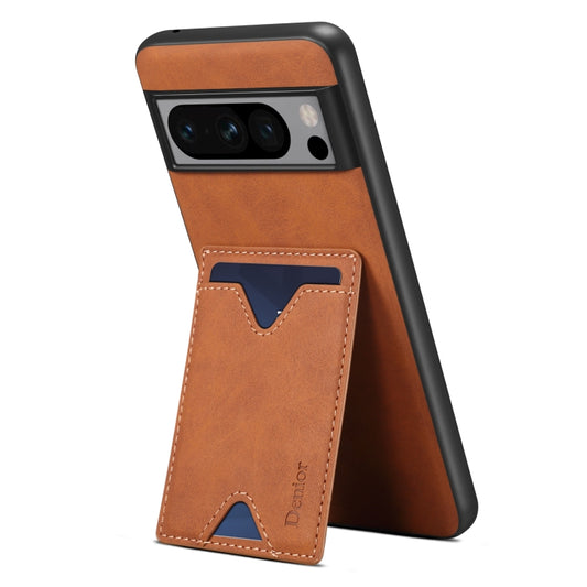 For Google Pixel 8 Pro Denior PU Back Cover Card Slot Holder Phone Case(Brown) by Denior