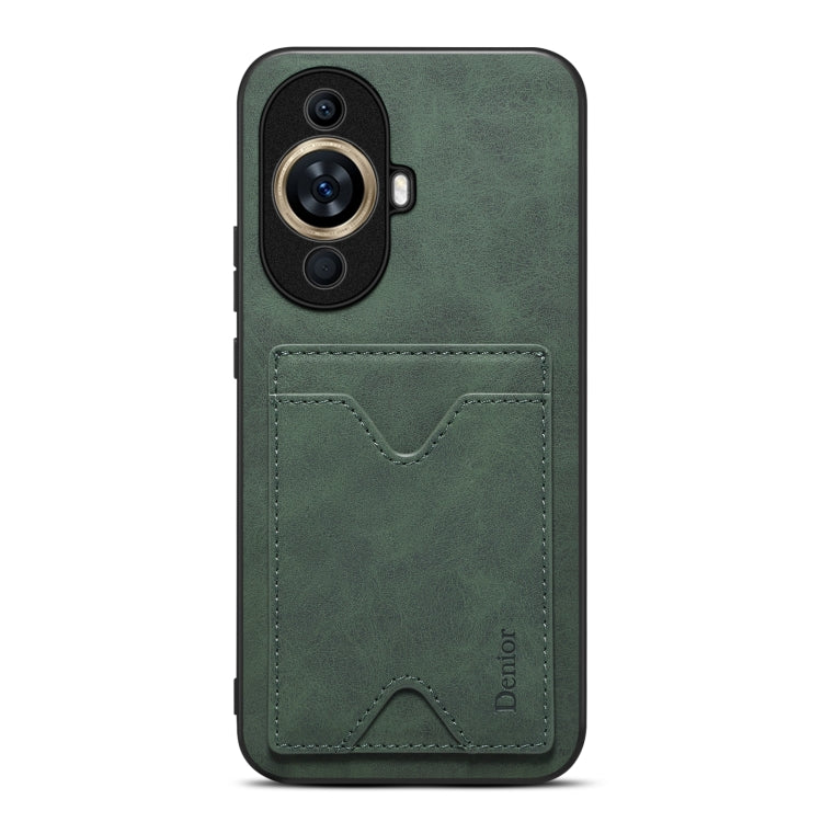 For Huawei nova 11 Denior PU Back Cover Card Slot Holder Phone Case(Green) by Denior