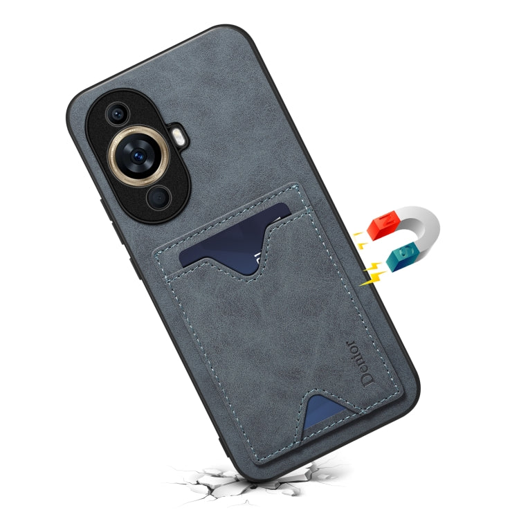 For Huawei nova 11 Denior PU Back Cover Card Slot Holder Phone Case(Grey) by Denior