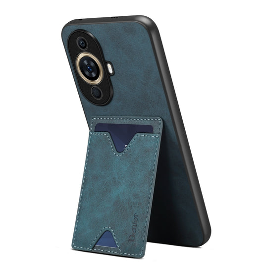For Huawei nova 11 Denior PU Back Cover Card Slot Holder Phone Case(Blue) by Denior