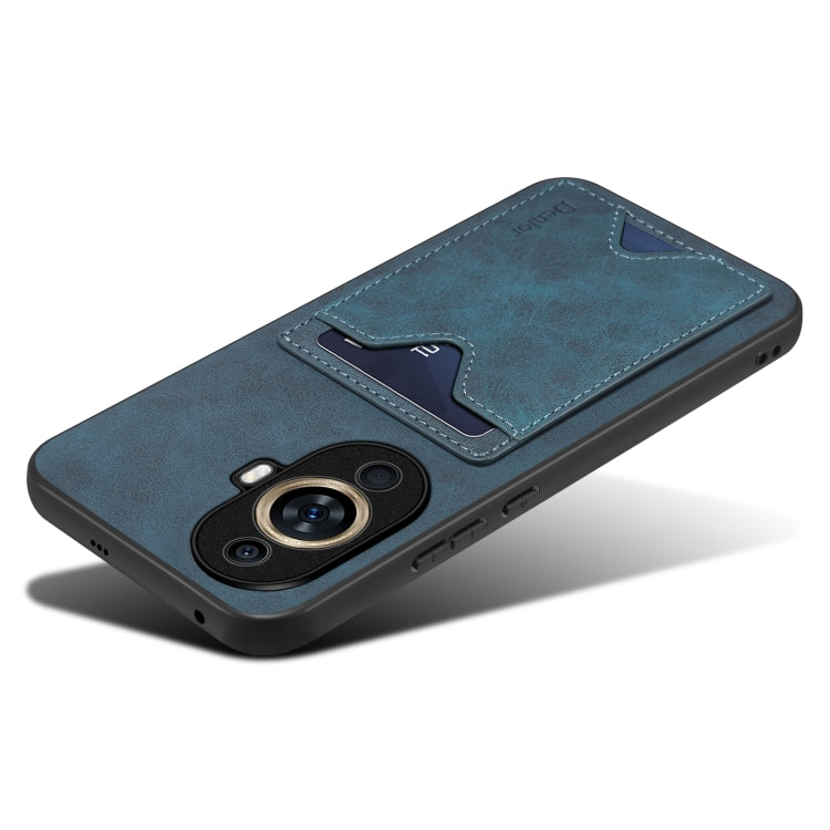 For Huawei nova 11 Denior PU Back Cover Card Slot Holder Phone Case(Blue) by Denior