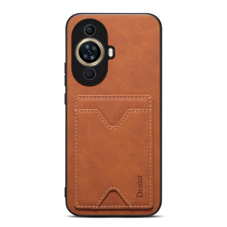 For Huawei nova 11 Denior PU Back Cover Card Slot Holder Phone Case(Brown) by Denior