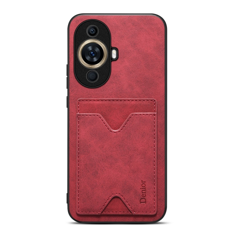 For Huawei nova 11 Pro / 11 Ultra Denior PU Back Cover Card Slot Holder Phone Case(Red) by Denior