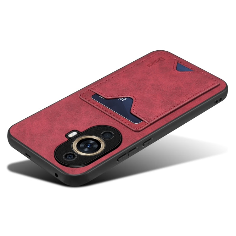 For Huawei nova 11 Pro / 11 Ultra Denior PU Back Cover Card Slot Holder Phone Case(Red) by Denior