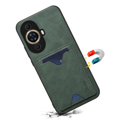 For Huawei nova 11 Pro / 11 Ultra Denior PU Back Cover Card Slot Holder Phone Case(Green) by Denior
