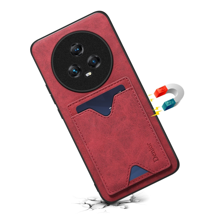 For Honor Magic5 5G Denior PU Back Cover Card Slot Holder Phone Case(Red) by Denior