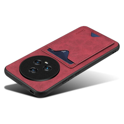 For Honor Magic5 5G Denior PU Back Cover Card Slot Holder Phone Case(Red) by Denior