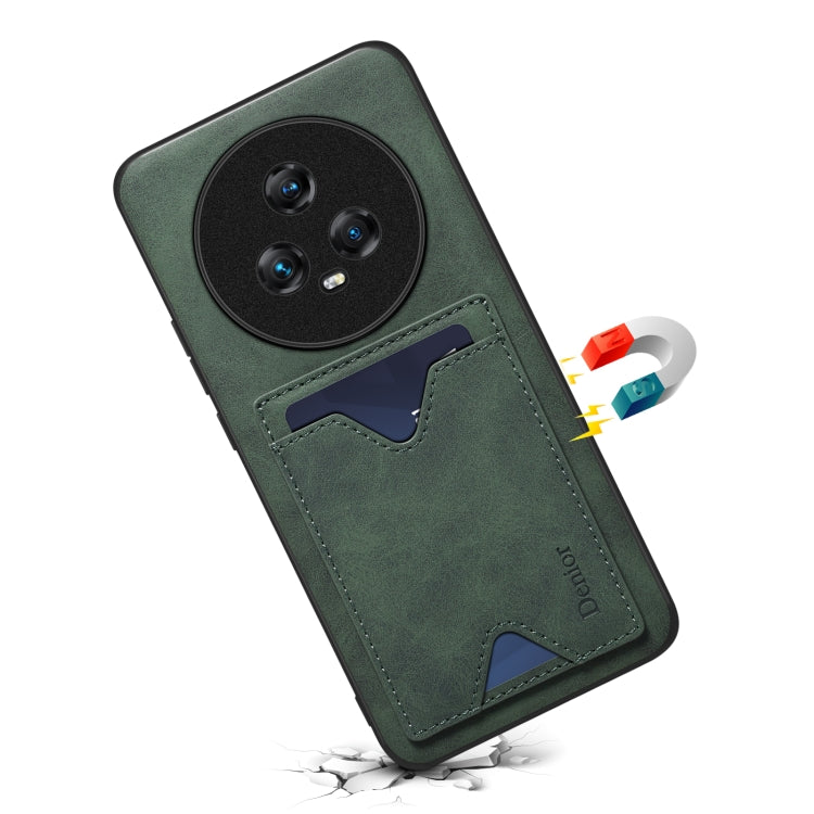 For Honor Magic5 5G Denior PU Back Cover Card Slot Holder Phone Case(Green) by Denior