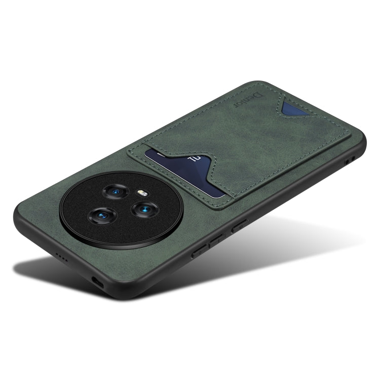 For Honor Magic5 5G Denior PU Back Cover Card Slot Holder Phone Case(Green) by Denior