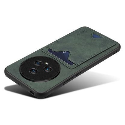 For Honor Magic5 5G Denior PU Back Cover Card Slot Holder Phone Case(Green) by Denior