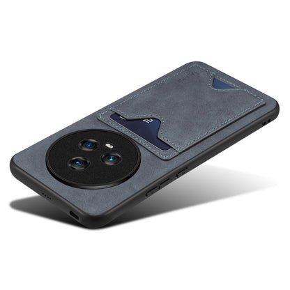 For Honor Magic5 5G Denior PU Back Cover Card Slot Holder Phone Case(Grey) by Denior