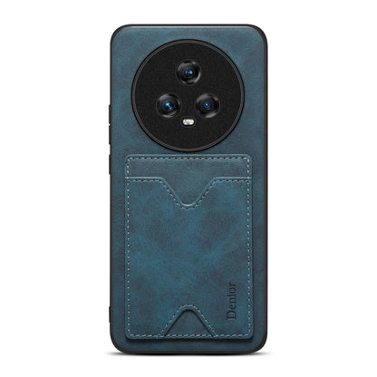 For Honor Magic5 5G Denior PU Back Cover Card Slot Holder Phone Case(Blue) by Denior