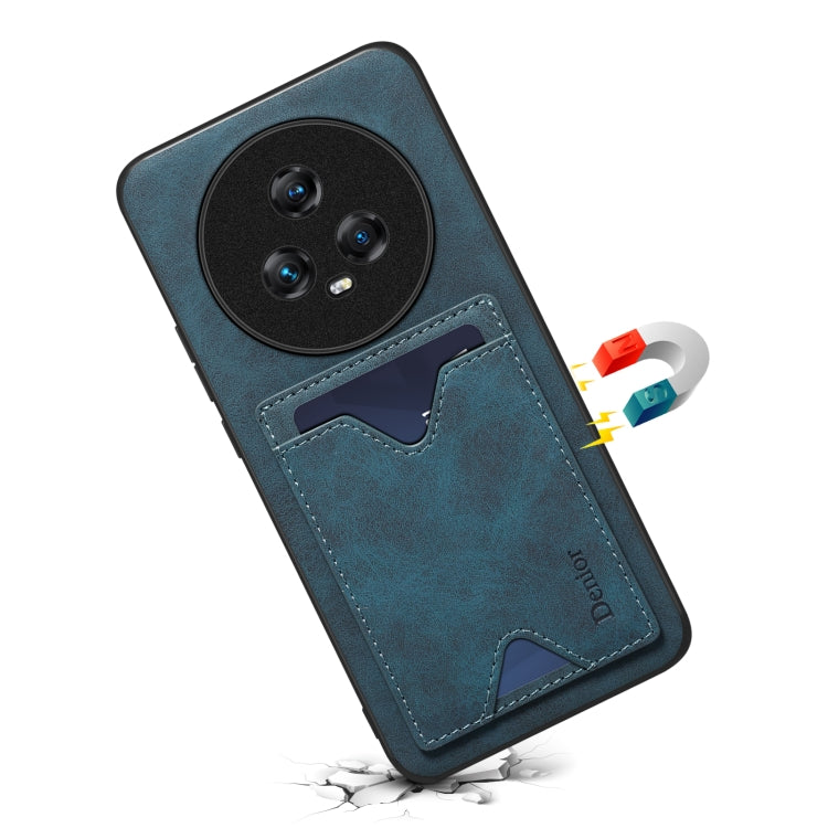 For Honor Magic5 5G Denior PU Back Cover Card Slot Holder Phone Case(Blue) by Denior