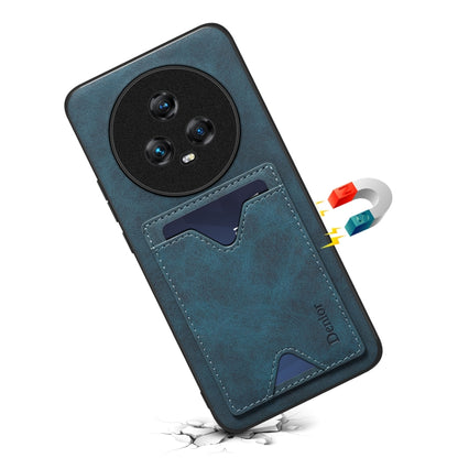 For Honor Magic5 5G Denior PU Back Cover Card Slot Holder Phone Case(Blue) by Denior