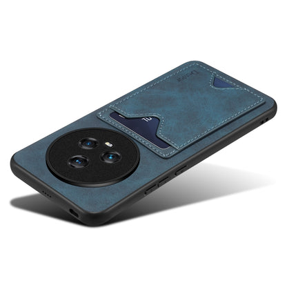 For Honor Magic5 5G Denior PU Back Cover Card Slot Holder Phone Case(Blue) by Denior