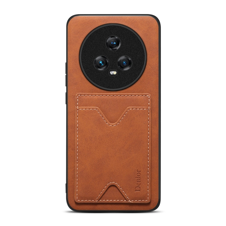 For Honor Magic5 5G Denior PU Back Cover Card Slot Holder Phone Case(Brown) by Denior