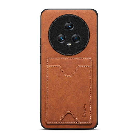 For Honor Magic5 5G Denior PU Back Cover Card Slot Holder Phone Case(Brown) by Denior