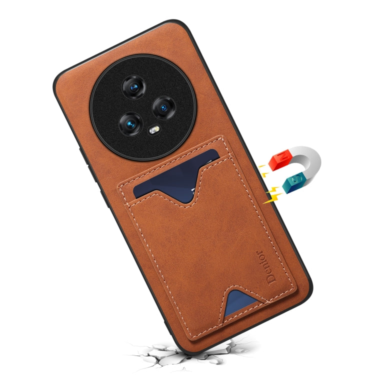 For Honor Magic5 5G Denior PU Back Cover Card Slot Holder Phone Case(Brown) by Denior