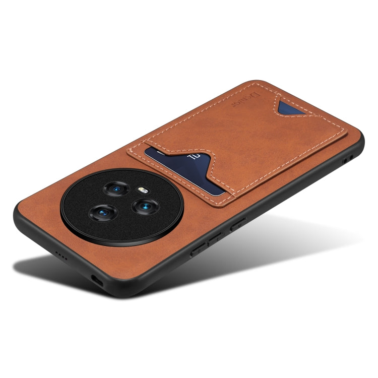 For Honor Magic5 5G Denior PU Back Cover Card Slot Holder Phone Case(Brown) by Denior