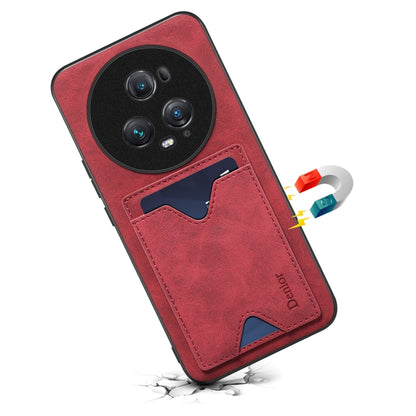 For Honor Magic5 Pro 5G Denior PU Back Cover Card Slot Holder Phone Case(Red) by Denior