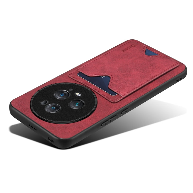 For Honor Magic5 Pro 5G Denior PU Back Cover Card Slot Holder Phone Case(Red) by Denior