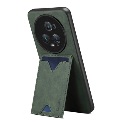 For Honor Magic5 Pro 5G Denior PU Back Cover Card Slot Holder Phone Case(Green) by Denior
