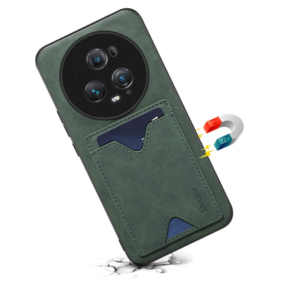 For Honor Magic5 Pro 5G Denior PU Back Cover Card Slot Holder Phone Case(Green) by Denior