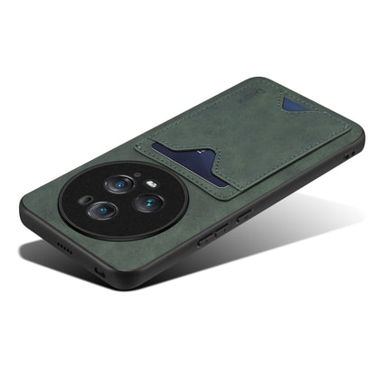 For Honor Magic5 Pro 5G Denior PU Back Cover Card Slot Holder Phone Case(Green) by Denior