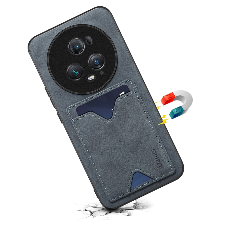 For Honor Magic5 Pro 5G Denior PU Back Cover Card Slot Holder Phone Case(Grey) by Denior