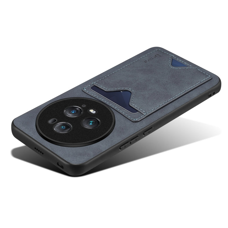 For Honor Magic5 Pro 5G Denior PU Back Cover Card Slot Holder Phone Case(Grey) by Denior