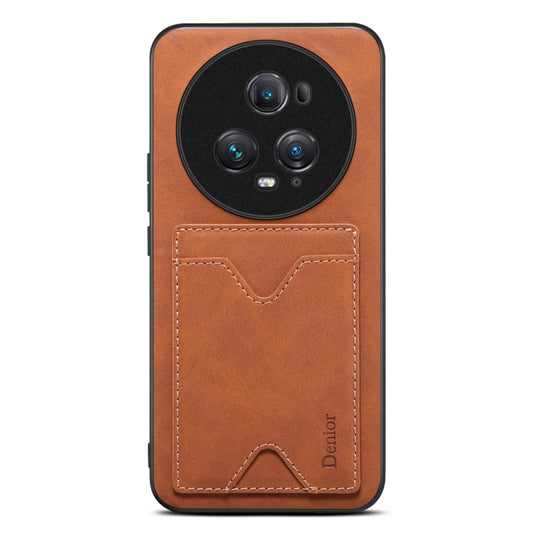 For Honor Magic5 Pro 5G Denior PU Back Cover Card Slot Holder Phone Case(Brown) by Denior
