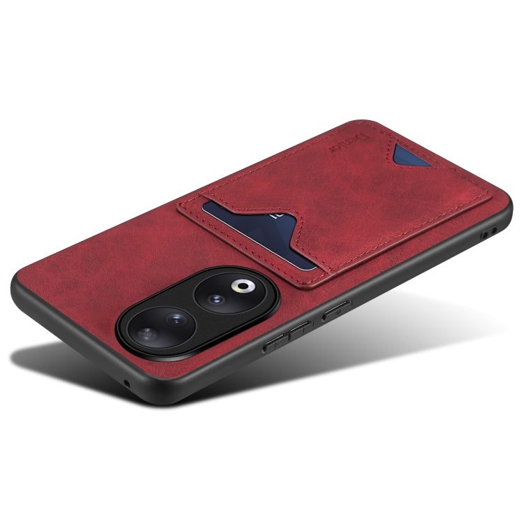 For Honor 90 Denior PU Back Cover Card Slot Holder Phone Case(Red) by Denior