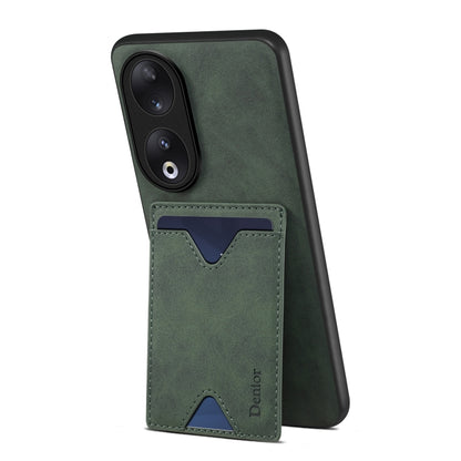 For Honor 90 Denior PU Back Cover Card Slot Holder Phone Case(Green) by Denior