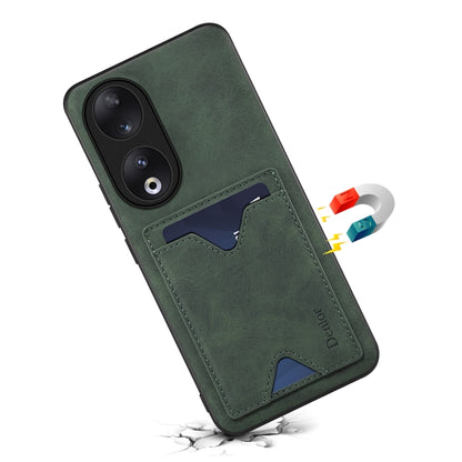 For Honor 90 Denior PU Back Cover Card Slot Holder Phone Case(Green) by Denior