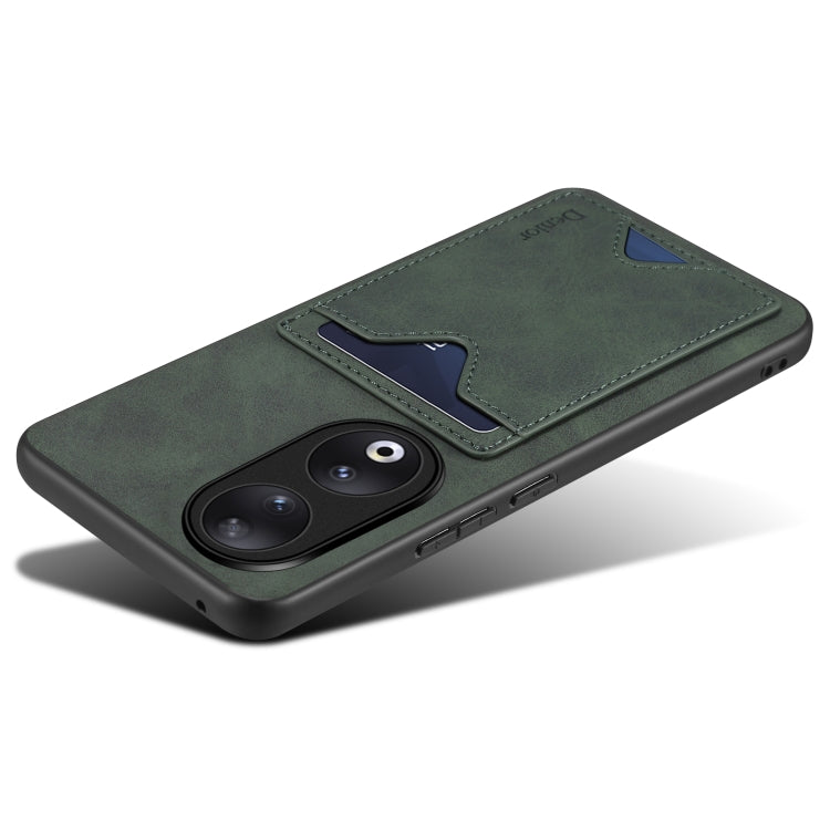 For Honor 90 Denior PU Back Cover Card Slot Holder Phone Case(Green) by Denior
